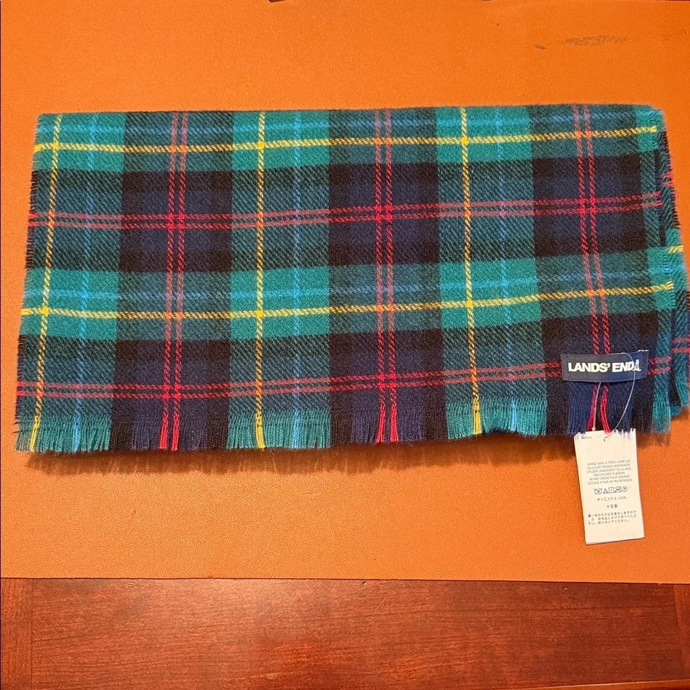 Lands' End Multicolor Plaid Scarf